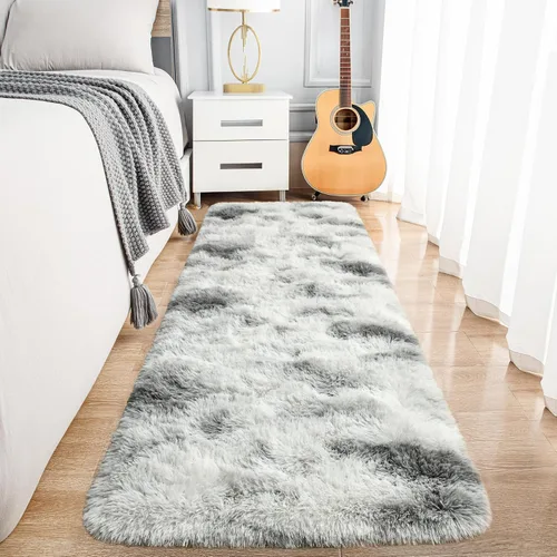 Vista 104 de Noahas Alfombras de Área Grandes y Esponjosas de 5x8 pies para Sala de Estar y Dormitorio, Alfombra Gruesa de Pelo Largo Beige y Blanca, Alfombra