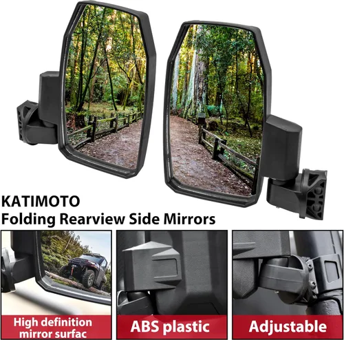 Vista 4 de Espejos retrovisores laterales ajustables para Polaris Ranger 1000 XP 570 900 17-24, espejos laterales retrovisores plegables para Polaris Ranger XP