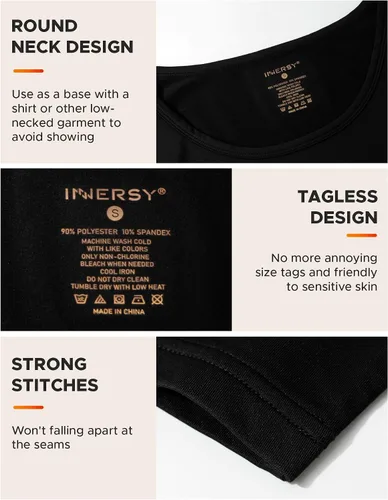 Vista 5 de INNERSY Ropa interior térmica para mujer, manga larga, capa base, camisas ligeras