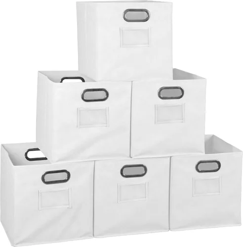 Vista 9 de Niche Cubo - Juego de 2 contenedores plegables de tela, color blanco