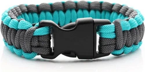 Vista 12 de Pulsera de alerta médica Paracord para hombres y mujeres Pulsera de identificación médica de acero inoxidable con hebillas de liberación lateral