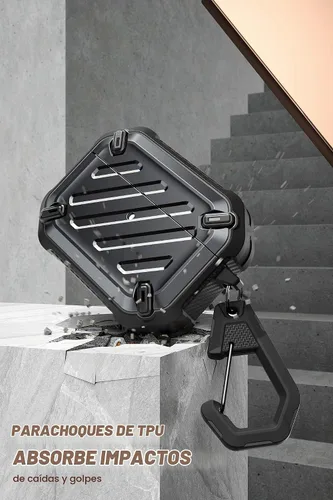 Vista 2 de SupCase - Estuche para Airpods Pro Serie Pro Unicorn Beetle, resistente carcasa de protección completa con mosquetón para Airpods Pro de Apple Negro