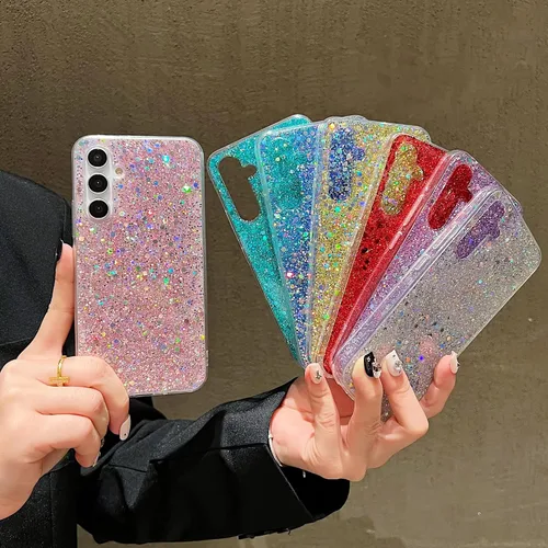 Vista 5 de YTanazing Funda para Samsung Galaxy S24 FE con purpurina, bonita funda con diamantes brillantes para mujeres y niñas, fundas de goma delgada a