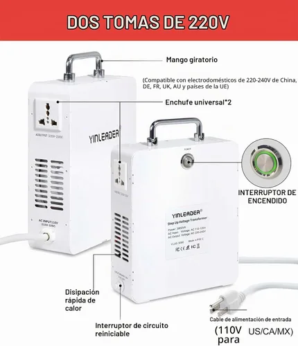 Vista 5 de Yinleader 3000W 110v a 220v convertidor paso hacia arriba transformador