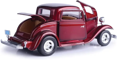 Vista 3 de MotorMax American Classics 1932 Ford Coupe 1/24 Escala Diecast Modelo Coche Rojo