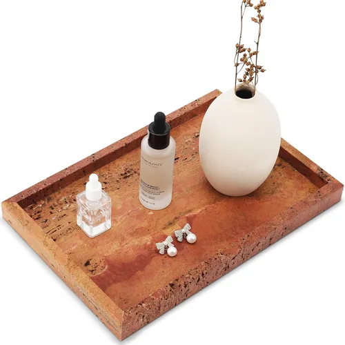 Vista 12 de Bandeja de mármol natural real para baño, tocador, cocina y escritorio, bandeja rectangular de piedra de mármol genuino para joyas, cosméticos