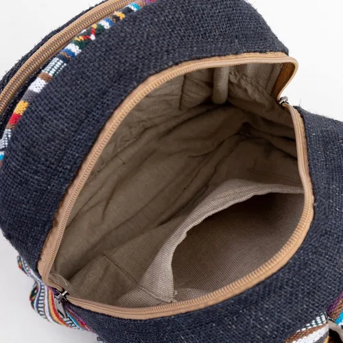 Vista 5 de Freakmandu - Mini mochila de cáñamo color azul bohemio ecológica unisex rústica duradera Multicolor Mini