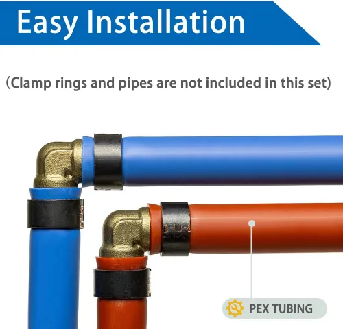 Vista 3 de Hooshing 9 unids 1/2 pulgada PEX 90 grados codo de latón sólido púas engarzado accesorios para trabajos de fontanería de tubería PEX