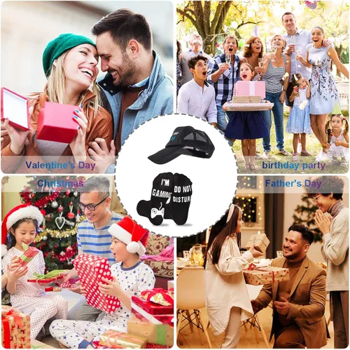 Vista 6 de Do Not Disturb Gaming Socks, Black Beanie Baseball Cap Hat Valentines Fathers Day Gamer Gifts Christmas for Men Teenage Boys