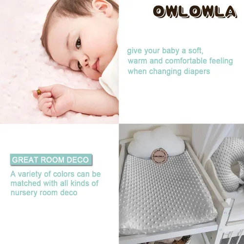 Vista 3 de Owlowla Funda para cambiador, sábanas suaves de punto minky para cambiador para bebé niño y niña (negro)