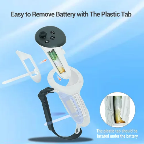 Vista 2 de Funda de agarre para controlador de realidad virtual mejorada compatible con accesorios OculusMeta Quest 3, con cubierta de apertura de batería