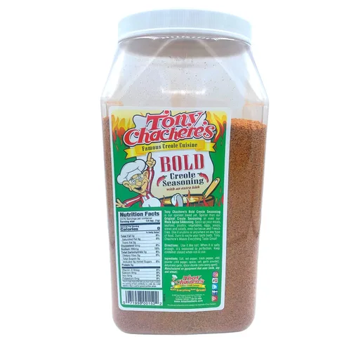 Vista 2 de Tony Chachere's Jarras de servicio de alimentos para condimentos criollos – Original 8 libras, más especias 7 libras o Bold 7 lb – Auténtico sabor
