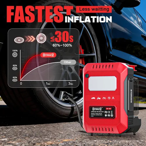 Vista 4 de DIYtoolifz 5X Faster 160PSI Air Pump Compatible with Milwaukee 18V Battery Rojo