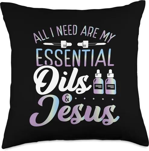 Vista 4 de Christian EO Practitioner All I Need Essential Oils Jesus Throw Pillow