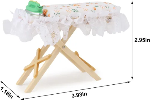 Vista 2 de Muebles de casa de muñecas a escala 1:12, accesorios de tabla de planchar, juego de muebles de madera, modelo de habitación en miniatura, decoración