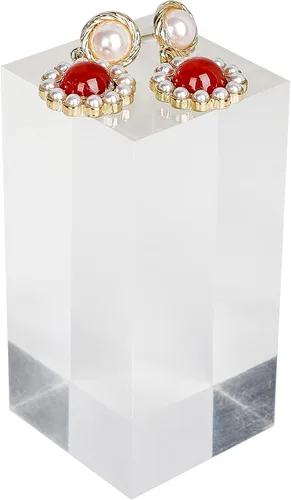 Vista 10 de Pequeño elevador de pantalla transparente, bloque acrílico para venta de joyas, anillo de aretes transparente para exhibición de armario【1.97