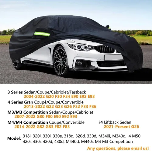 Vista 2 de Funda de automóvil compatible con BMW Serie 3 (04-22) M3(07-22) Sedán Convertible/Serie 4 (13-22) M4(14-22) Coupé Cabrio Gran Coupe, cubierta