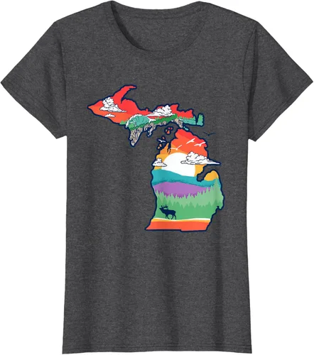 Vista 5 de Michigan Outside - Camiseta con ilustración artística