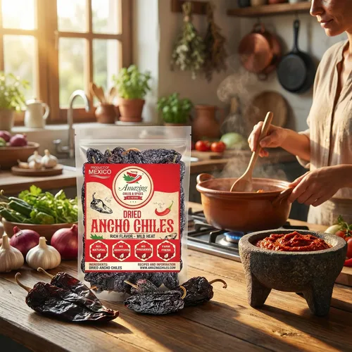 Vista 8 de Pimientos secos de chiles anchos de 4 onzas, naturales y de primera calidad para auténticos moles mexicanos, salsas, guisos, salsas y mucho más.