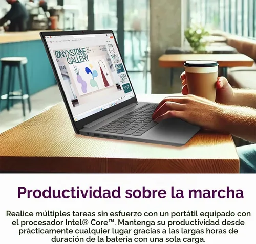 Vista 4 de Lenovo IdeaPad Laptop de 14 pulgadas • 12 GB de RAM • 384 GB de almacenamiento combinado a bordo • Intel Celeron • Gráficos Intel UHD • Batería