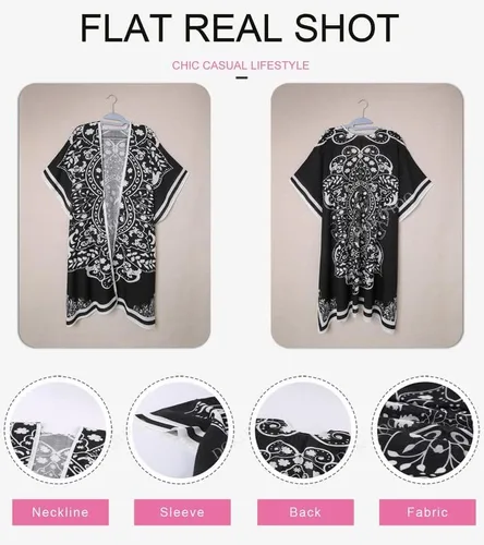 Vista 4 de Cárdigan tipo kimono Dokotoo, moda informal para mujer, salida de baño holgada y estampada, con borlas