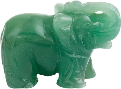 Vista 5 de SUNYIK Figura de elefante en piedra tallada. Amuleto, Aventurina verde, Verde (Green Aventurine), 1.5