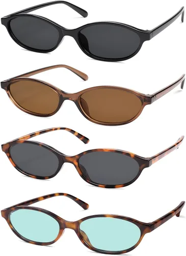 Vista 9 de Gafas de sol retro ovaladas de ojo de gato para mujer, Y2k, gafas de sol estrechas de moda, gafas de sol de diseñador AR82253