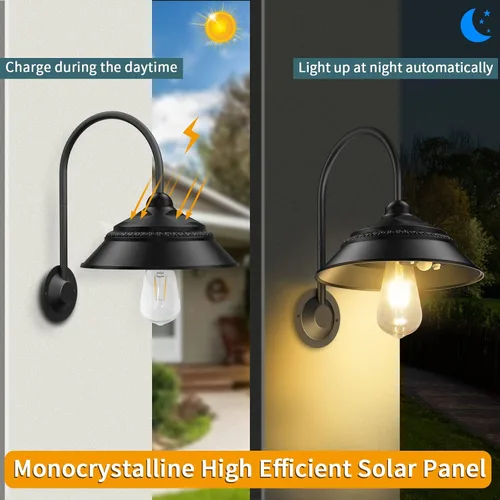 Vista 5 de Luz solar de granero para exteriores con 3 modos de iluminación y apliques de pared con sensor de movimiento, luces rústicas de gallinero, luz