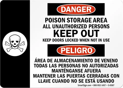 Vista 8 de SmartSign Letrero bilingüe "Danger - Poison Storage Area" Aluminio de 7" x 10