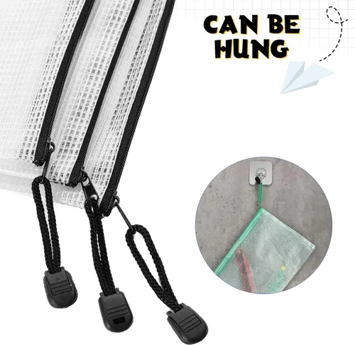 Vista 3 de Roowest 48 unidades de bolsa de malla A5 con cremallera, bolsa de plástico con cremallera, bolsa impermeable para lápices transparente con bolsa