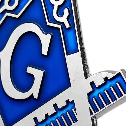 Vista 3 de Emblema de metal para automóvil cuadrado y brújula masónico