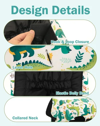 Vista 3 de CuteBone Abrigo de invierno para perro, chaleco reversible impermeable y resistente al viento, chaqueta gruesa ajustable para clima frío con agujero