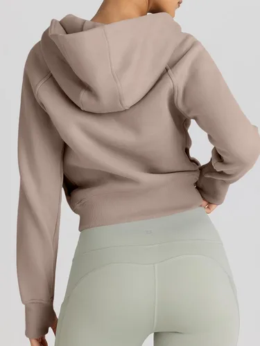 Vista 5 de Trendy Queen - Sudaderas con capucha y cremallera para mujer, sudaderas cortas de vellón, trajes de otoño, estilo informal, cómodas, Y2K, ropa