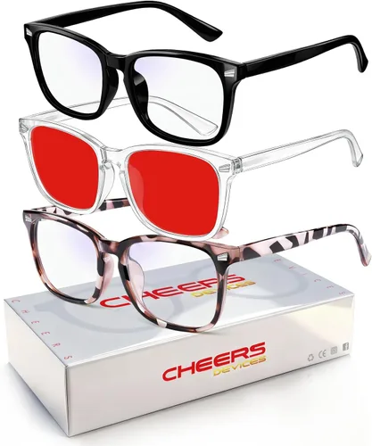 Vista 9 de Gafas de luz azul para niños, paquete de 3 unidades, marco flexible TR90 inastillable, lentes transparentes y rojas, gafas falsas para niños de 2 a