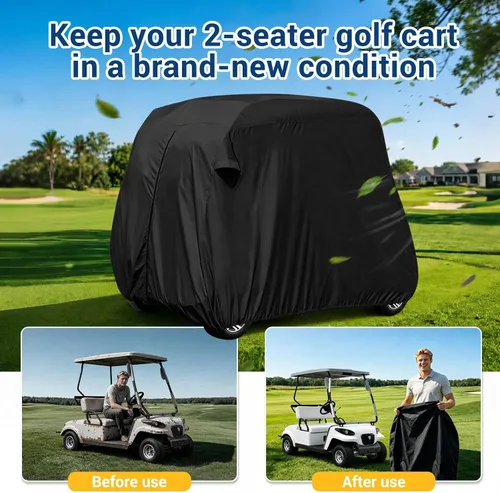 Vista 7 de Moveland Cubierta impermeable al polvo para carrito de golf Accesorios para exteriores, revestimiento extra de PVC 2 pasajeros Cubierta