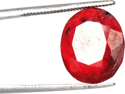Vista 2 de Piedra preciosa facetada de forma ovalada de rubí en forma ovalada de 8,55 ct de corte rojo sangre Gema de rubí múltiples usos