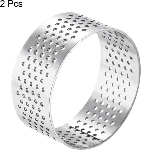Vista 3 de uxcell 2 anillos de acero inoxidable para hornear, anillo perforado de mousse para hornear, resistente al calor, 1.7 pulgadas de diámetro, 0.8