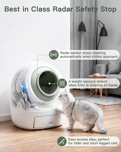 Vista 6 de Casa Leo Automatic Self-Cleaning Cat Litter Box Avocado Green