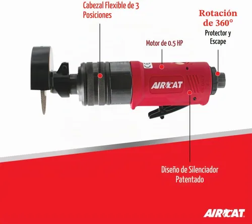 Vista 2 de AIRCAT Herramientas neumáticas 6530: Herramienta de corte de cabezal flexible de 3 pulgadas de 0.5 HP Velocidad libre de 18,000 RPM