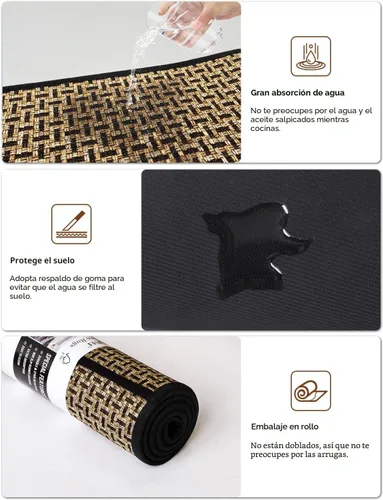 Vista 4 de eqivei Juego de alfombras y tapetes de cocina antideslizantes lavables de 2 piezas, alfombras absorbentes para colocar delante del fregadero