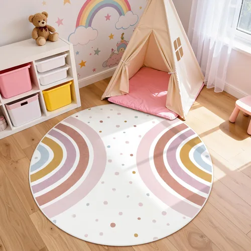 Vista 19 de STARUIA Alfombra lavable de arco iris para guardería de niñas, alfombra pequeña de 3 x 5 pies, alfombras de área coloridas para dormitorio de niños