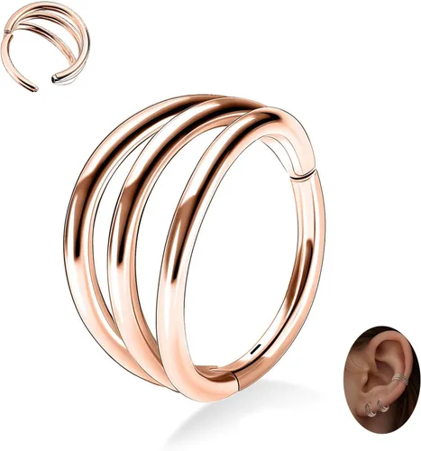 Vista 12 de Triple Nose Ring Hoop Conch Piercing Jewelry Helix Cartilage Earring