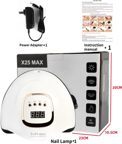 Vista 8 de Lámpara de uñas LED UV con 81 cuentas, lámparas de curado de uñas de 380 W para esmalte de gel con sensor automático/4 ajustes de temporizador
