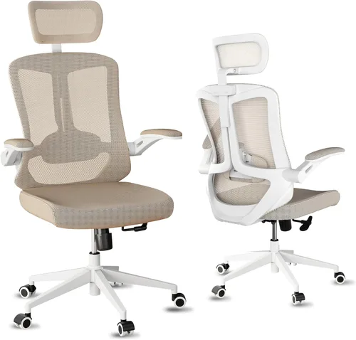 Vista 11 de Silla de oficina de malla, ergonómica con soporte lumbar, color negro, estilo moderno, respaldo de malla, bloqueo de inclinación de 90-135