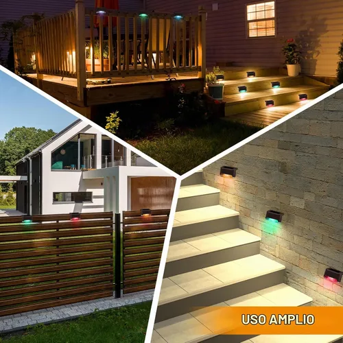 Vista 7 de Geelin 32 Luces Solares para Terraza al Aire Libre, Luces LED Solares Impermeables para Escalones y Cercas para Escaleras, Escalón, Barandilla