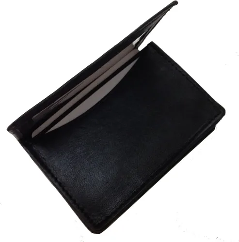 Vista 6 de Cartera negra de cuero para tarjeta de crédito y identificación con diseño delgado, Negro -, Compacto