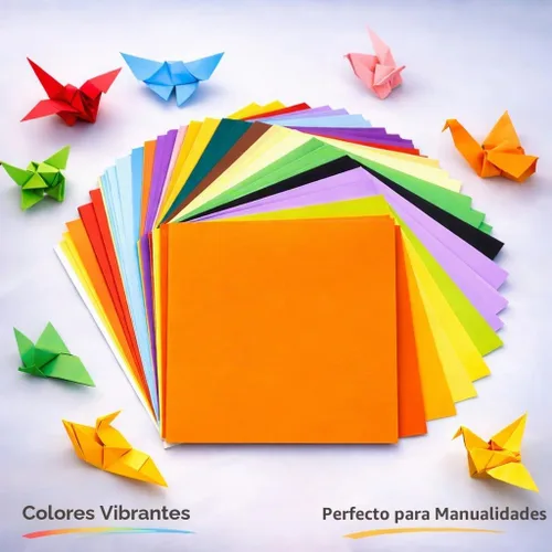 Vista 2 de Papel de origami cuadrado de 6 pulgadas, 500 hojas, 20 colores vivos, doble cara para niños y adultos, proyectos de arte y manualidades