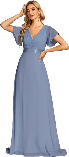 Vista 10 de Ever-Pretty Vestidos formales de mujer para madre de la novia, de manga corta, de chifón, con cintura imperio, de largo hasta el suelo, para dama