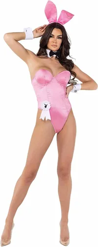 Vista 6 de Playboy - Disfraz de conejito rojo para mujer de talla grande Negro