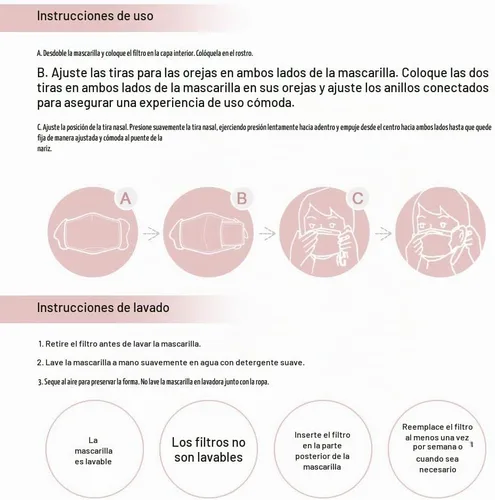 Vista 6 de Máscara antipolvo, mascarilla bucal de algodón PM2.5 lavable y reutilizable, Protección contra el germen de la gripe, Máscara de respirador